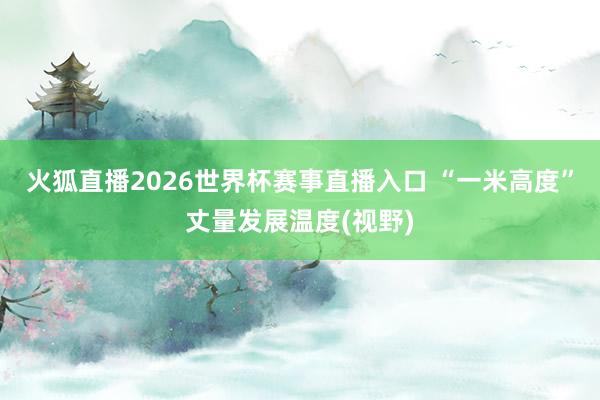 火狐直播2026世界杯赛事直播入口 “一米高度”丈量发展温度(视野)