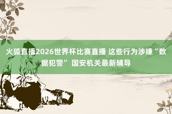 火狐直播2026世界杯比赛直播 这些行为涉嫌“数据犯警” 国安机关最新辅导