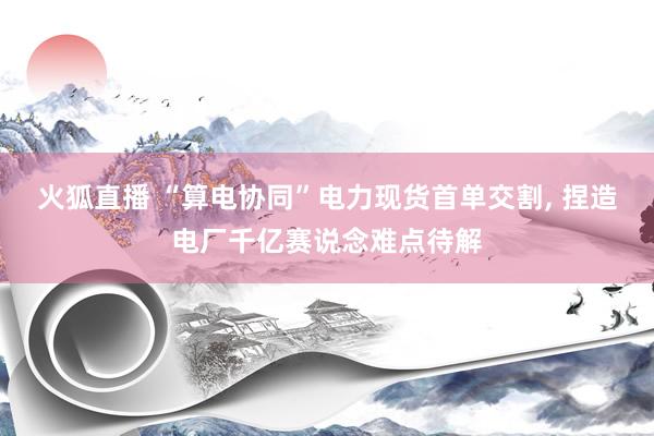 火狐直播 “算电协同”电力现货首单交割, 捏造电厂千亿赛说念难点待解