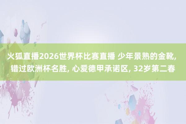 火狐直播2026世界杯比赛直播 少年景熟的金靴, 错过欧洲杯名胜, 心爱德甲承诺区, 32岁第二春