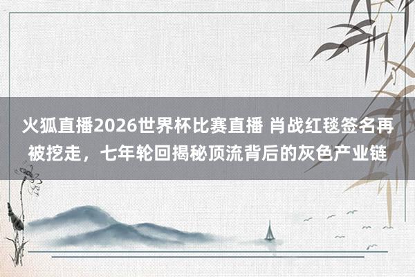 火狐直播2026世界杯比赛直播 肖战红毯签名再被挖走,七年轮回揭秘顶流背后的灰色产业链