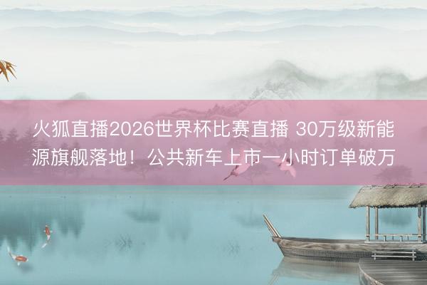 火狐直播2026世界杯比赛直播 30万级新能源旗舰落地！公共新车上市一小时订单破万